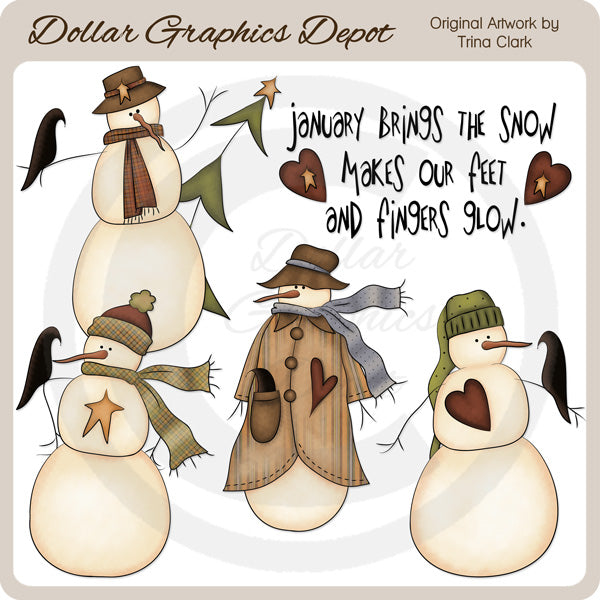 Muñecos De Nieve Prim - Clipart