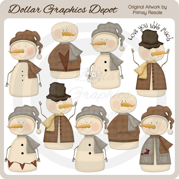 Pupazzi di neve invernali Prim - ClipArt
