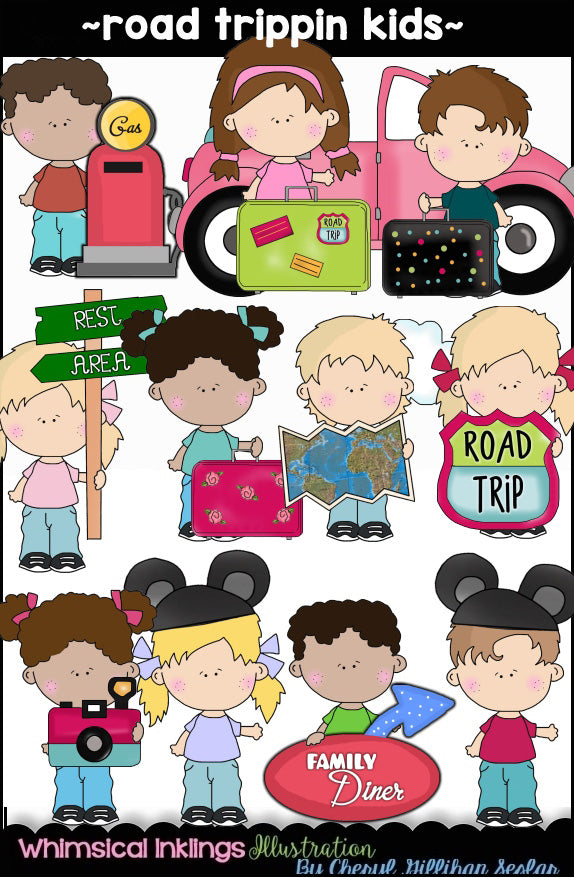 Colección de imágenes prediseñadas para niños de Cutie Road Trippin