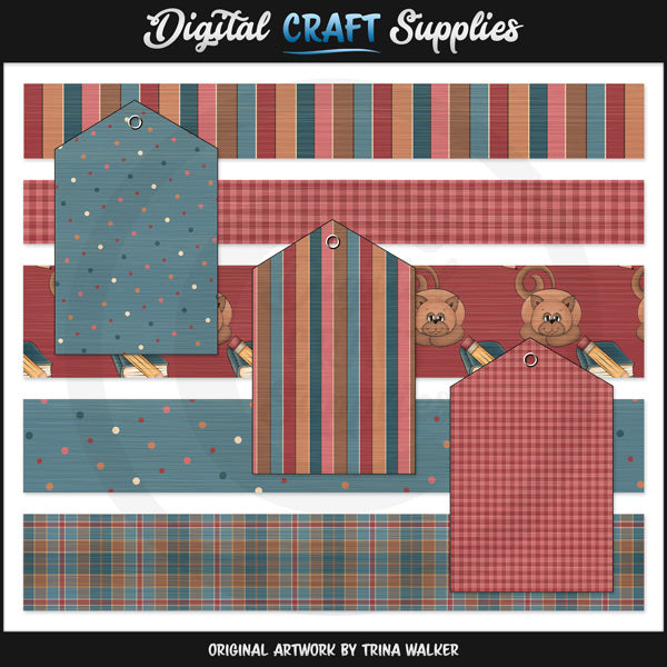 School Kitties 1 - Borders and Tags