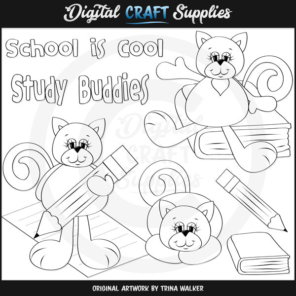Gatitos Escolares 1 - Sellos Digitales