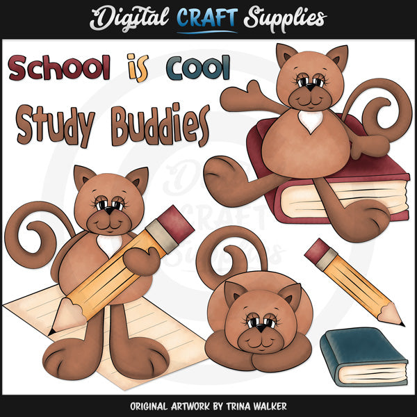 Gatitos Escolares 1 - Clipart