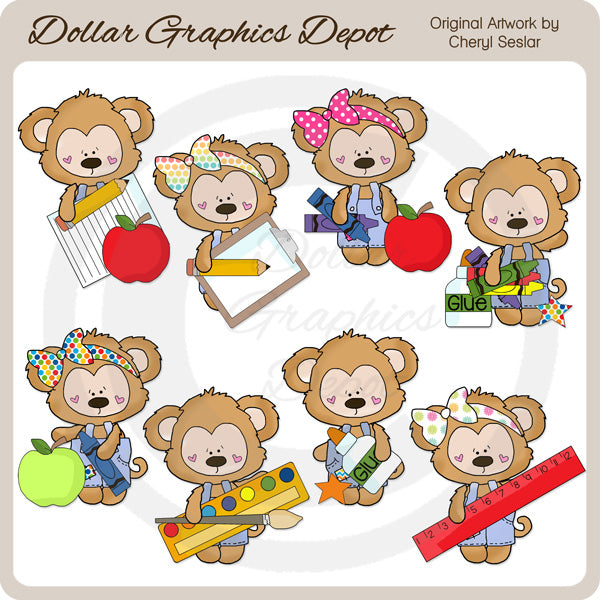 School Monkeys 2 - Clip Art