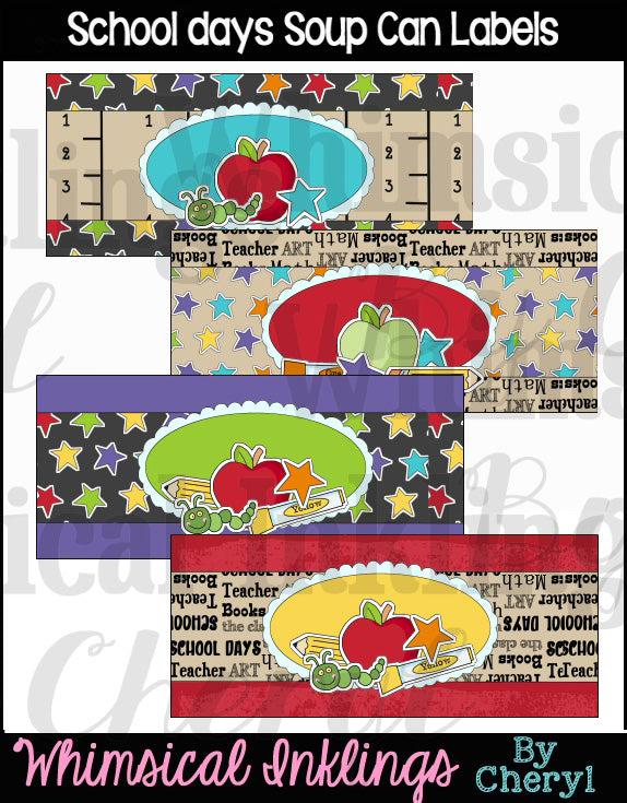 School Days Soup Can Labels