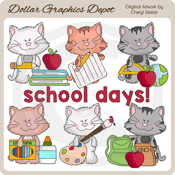 Gatto trasandato - Giorni di scuola - ClipArt