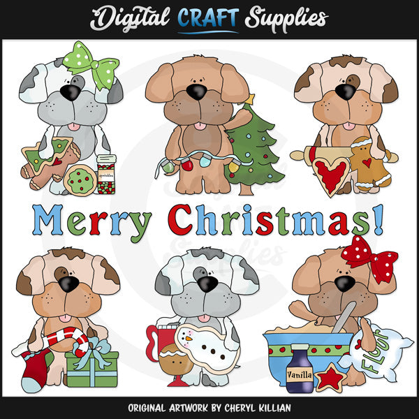 Cachorro desaliñado - Navidad - Clipart
