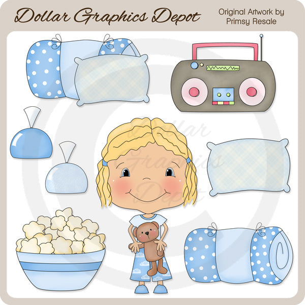 Chicas de fiesta de pijamas 1 - Clipart