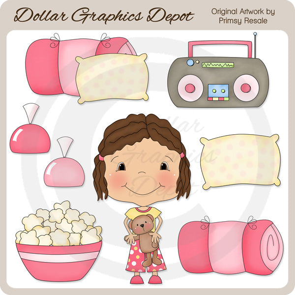 Fiesta de pijamas para niñas 2 - Clipart