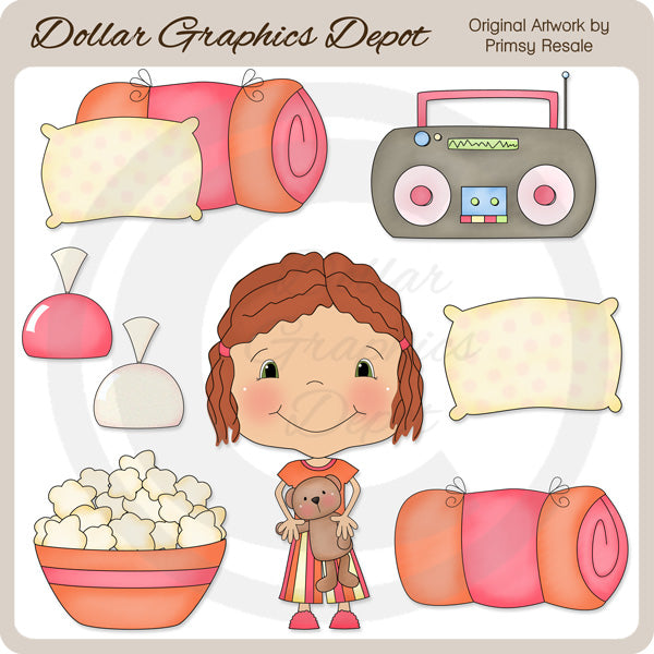 Fiesta de pijamas para niñas 4 - Clipart