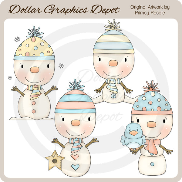 Bambini e uccellini della neve - ClipArt