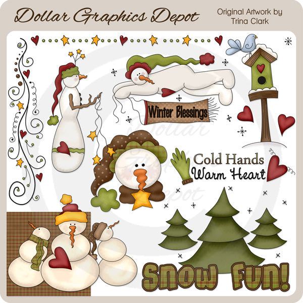 Diversión en la nieve - Clipart