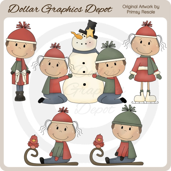 Bambini sulla neve 1 - ClipArt