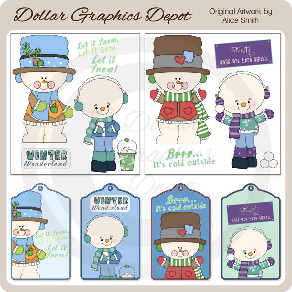 Snowman Elements and Tags