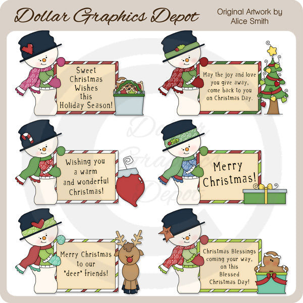 Snowman Messages - Clip Art