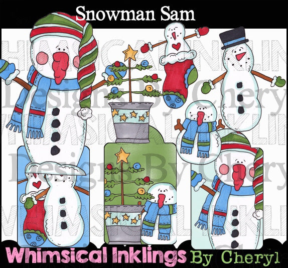 Muñeco de nieve Sam... Colección gráfica coloreada a mano
