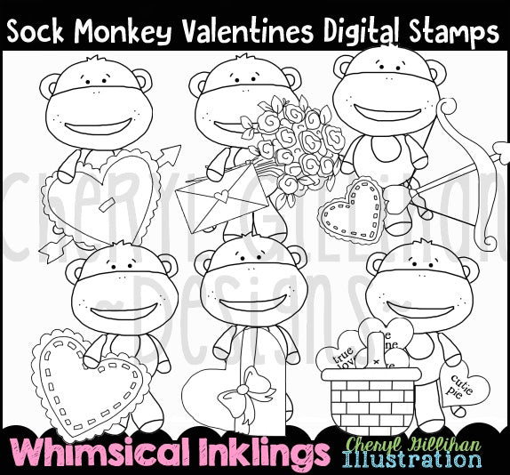 Calzino Scimmia San Valentino_Francobolli digitali