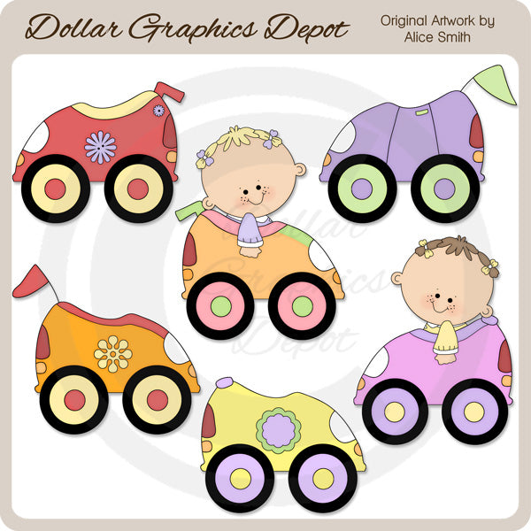 Speedy Car - Girls - Clip Art