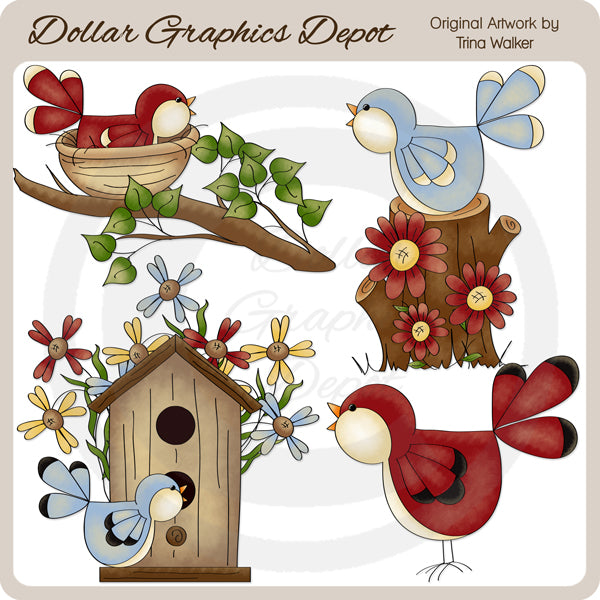 Uccelli primaverili 1 - ClipArt