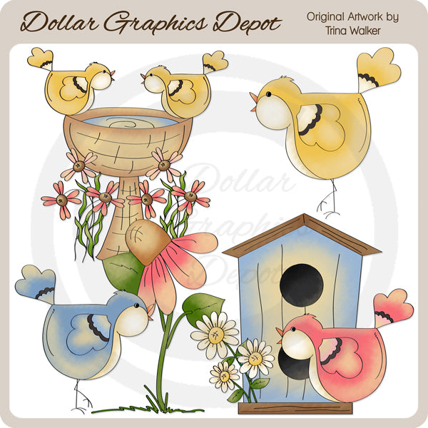 Uccelli primaverili 2 - ClipArt