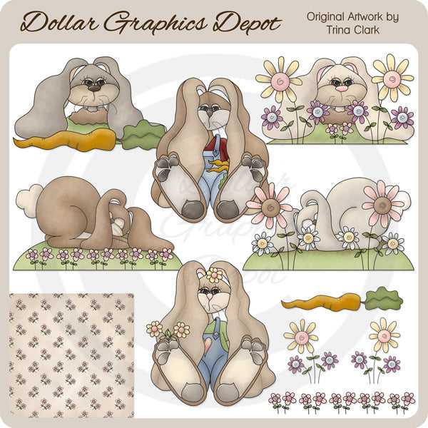 Coniglietti del giardino primaverile - ClipArt