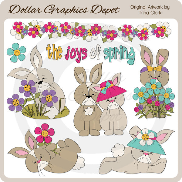 Conigli di primavera 1 - ClipArt