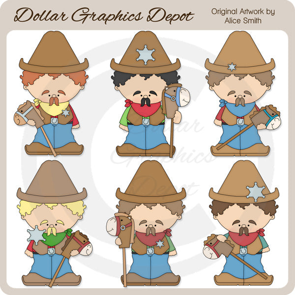Stick Horse Sheriffs - Clip Art