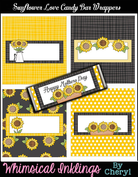 Envoltorios para barra de caramelo Hershey con amor de girasol