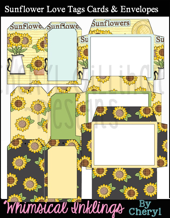 Sunflower Love Tag Cards & Envelopes