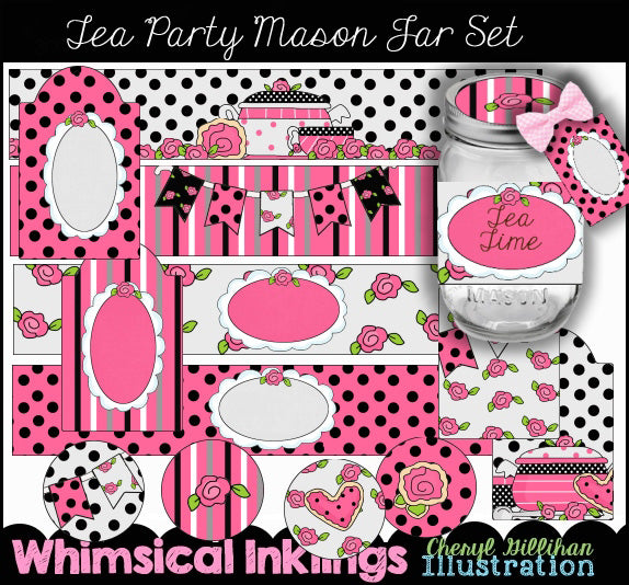 Tea Party Mason Jar Set