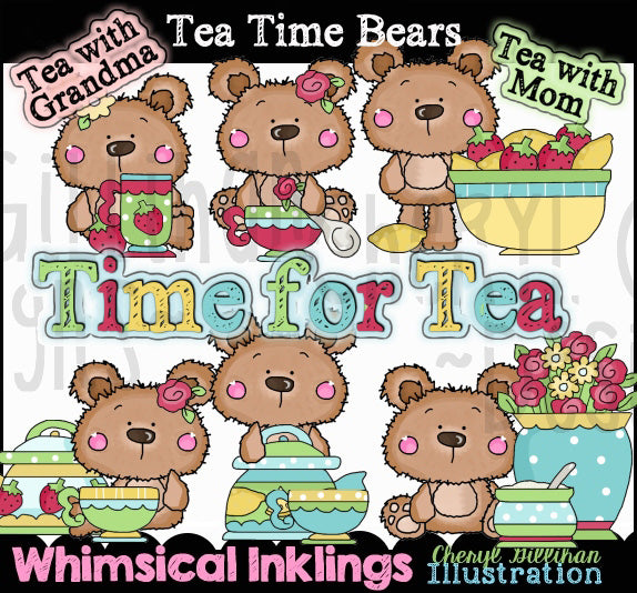 Osos de la hora del té... Colección gráfica