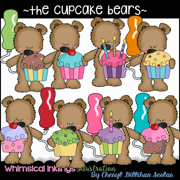La collezione di clipart degli orsetti cupcake