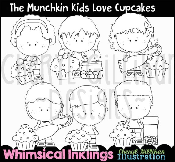 I bambini Munchkin adorano i cupcakes_Timbri digitali