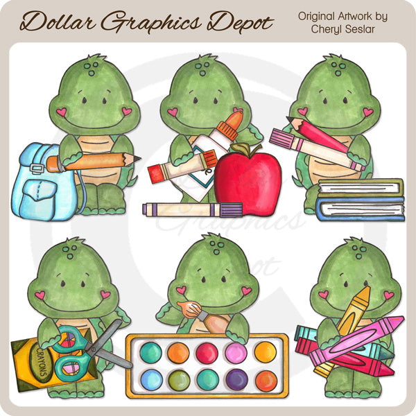 Piccola tartaruga va a scuola - ClipArt
