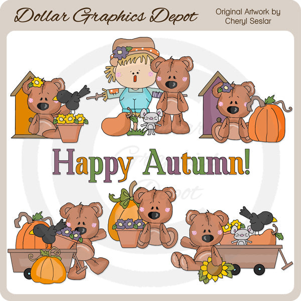 Oso Tubby - Otoño - Clipart