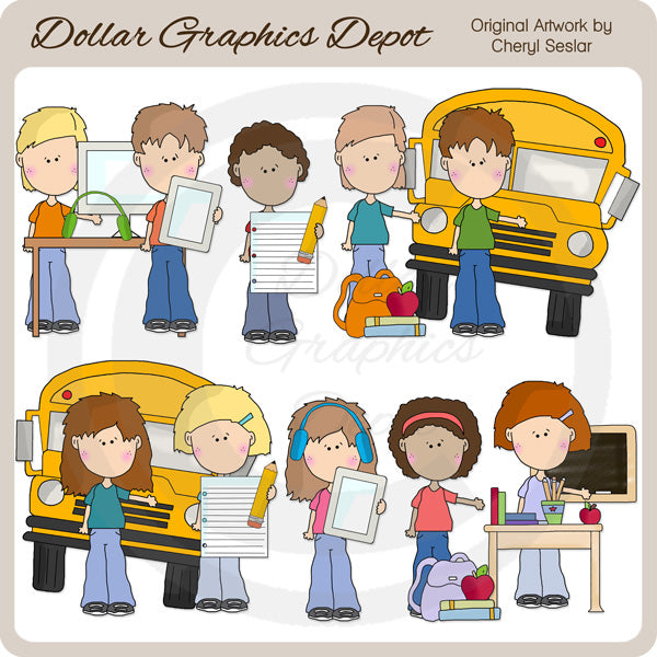 I bambini Tween vanno a scuola - ClipArt