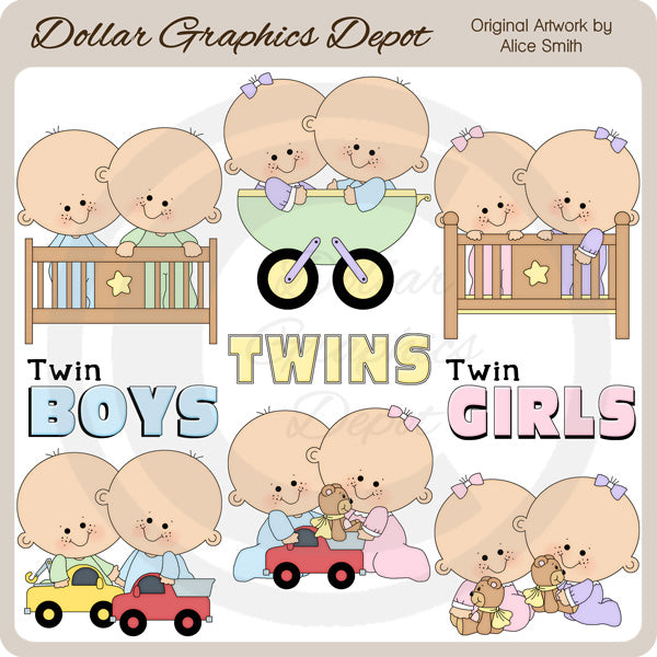 Twin Babies - Clip Art - *DCS Exclusive*