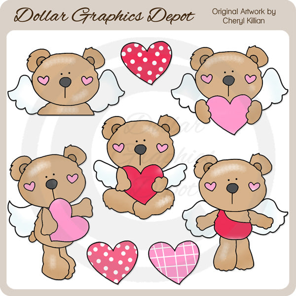 Ángeles Oso De San Valentín - Clipart