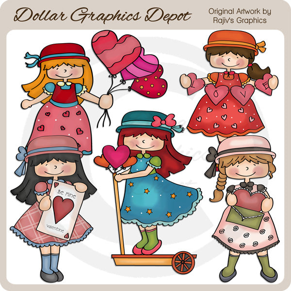 Valentine Girls 1 - Clip Art