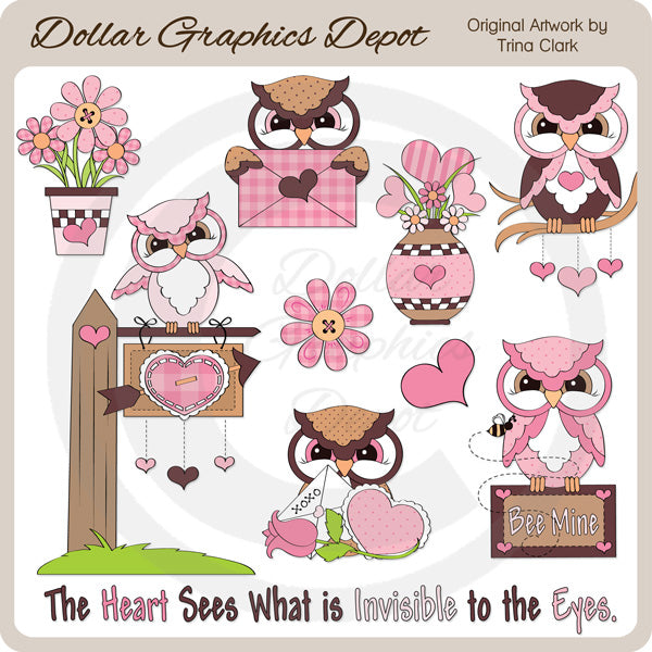 Búhos De San Valentín 1 - Clipart