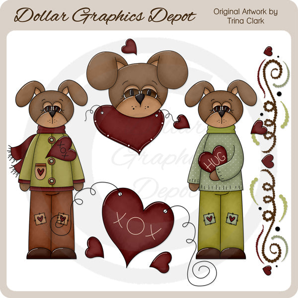 Cachorros De San Valentín 1 - Clipart