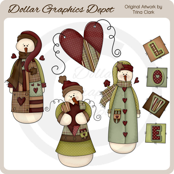 Muñecos de nieve de San Valentín - Clipart