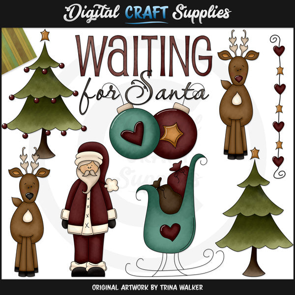 Esperando A Santa - Clipart