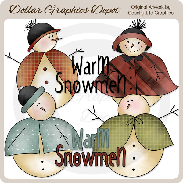 Warm Snowmen - Clip Art