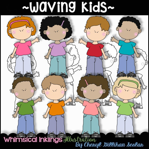 Bambini che salutano...raccolta di clipart