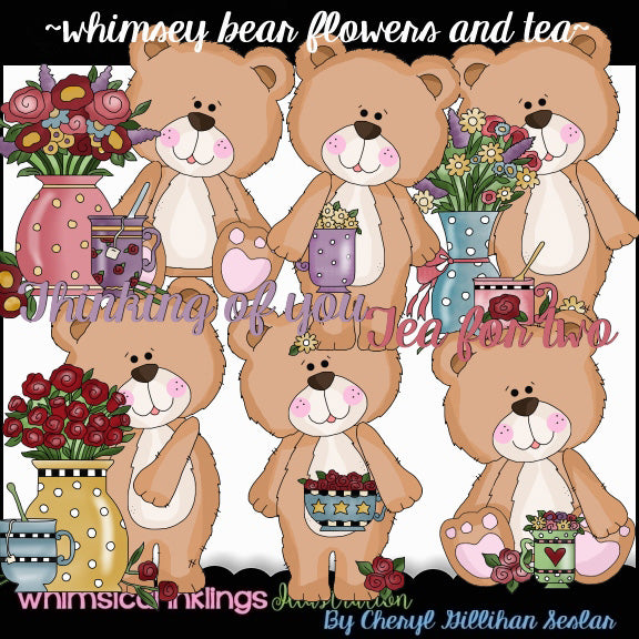 Whimsey Bears...Flowers & Tea