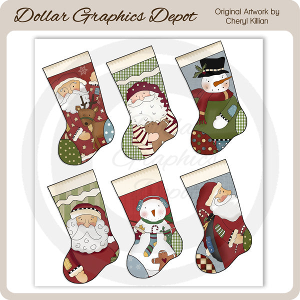 Whimsical Christmas Stockings Sheet Tags