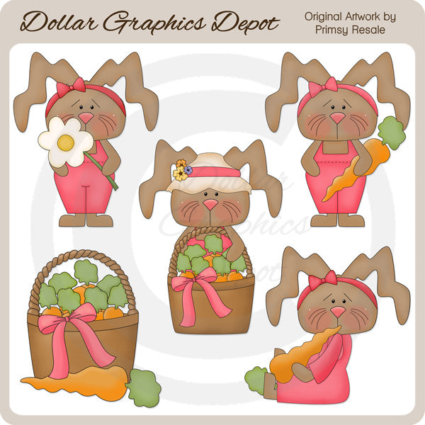 Whimsy Spring Bunnies - Clip Art