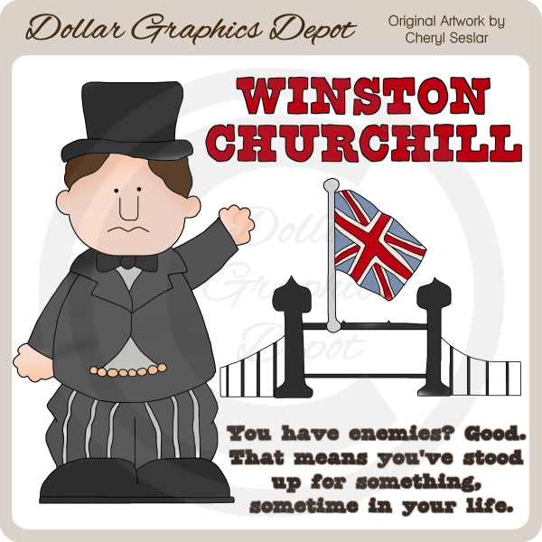 Winston Churchill Clip Art Digital Craft Supplies — free download