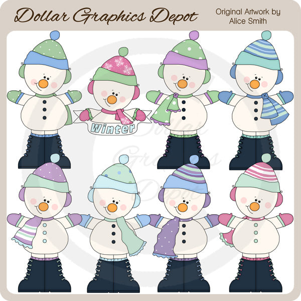 Muñecos De Nieve Invernales - Clipart