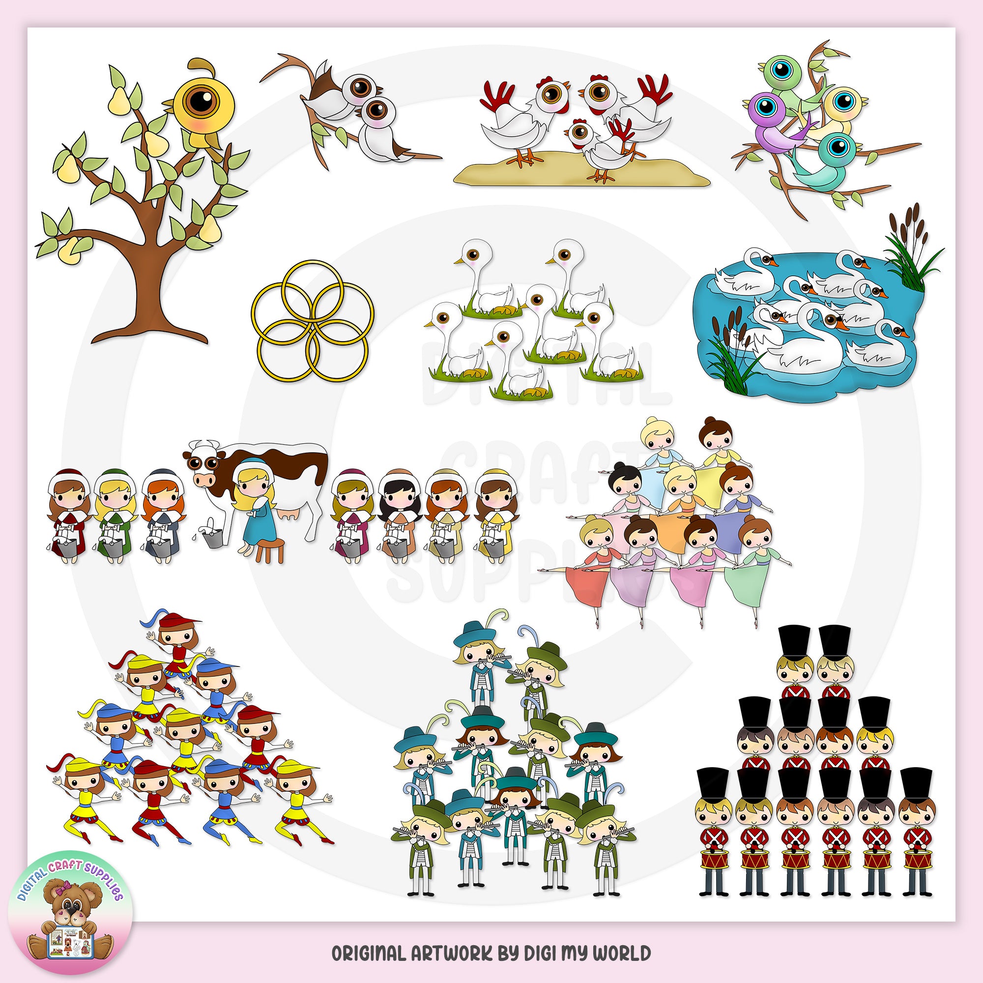 12 days of christmas - clip art – digital craft supplies
